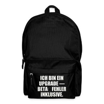 ICH BIN EIN UPGRADE — BETA‑FEHLER INKLUSIVE - Rucksack - Schwarz - Vorne