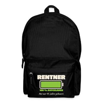 Rentner Akku 45 Jahre geladen - Rucksack - Schwarz - Vorne