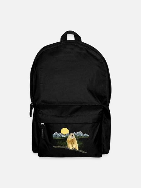 Murmeltier, Berge, Sonne - Rucksack - Schwarz