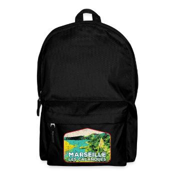 Retro badge, Marseille France Les Calanques - Backpack - black - Front
