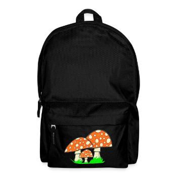 naturgrafik, Fliegenpilze, tolle Waldmotive - Rucksack - Schwarz - Vorne