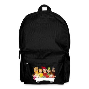 Fünf Figuren aus dem Ensemble des Kasperltheaters - Rucksack - Schwarz - Vorne