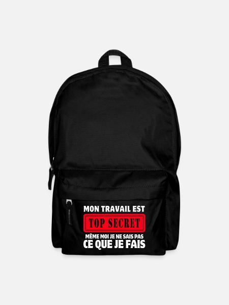 travail, travail humour, top secret - Sac à dos - noir