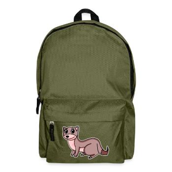 Motif de belette - Sac à dos - vert olive - Devant