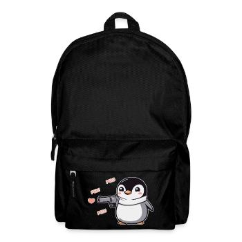 Pinguin mit Pistole Herzen Pew Pew Pew - Rucksack - Schwarz - Vorne