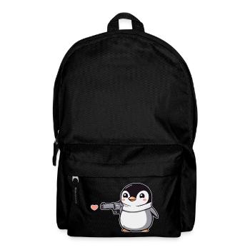 Drôle de pingouin avec des coeurs de pistolet Saint-Valentin - Sac à dos - noir - Devant