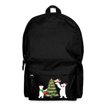 Festive Polar Bears with Christmas Tree - Backpack - black - Front