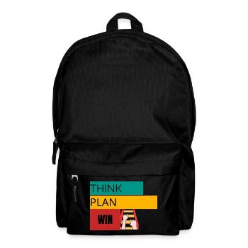THINK · PLAN · WIN – Motivational T-Shirt - Backpack - black - Front