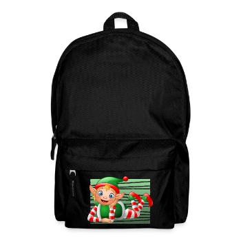 Personnage de l’Elfe de Noël de Noël mignon, illustration verte des fêtes - Sac à dos - noir - Devant