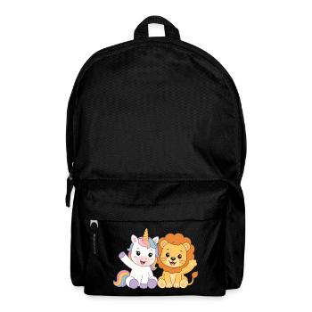 Einhorn und Löwe – Süße Kindergarten Freunde  - Rucksack - Schwarz - Vorne