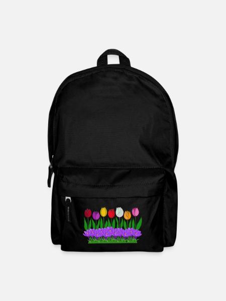 Frühlingsblumen, Tulpen, Krokusse - Rucksack - Schwarz