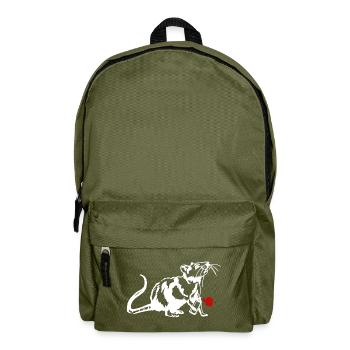 Street Art Rat with Graffiti Can - Backpack - olive green - Front
