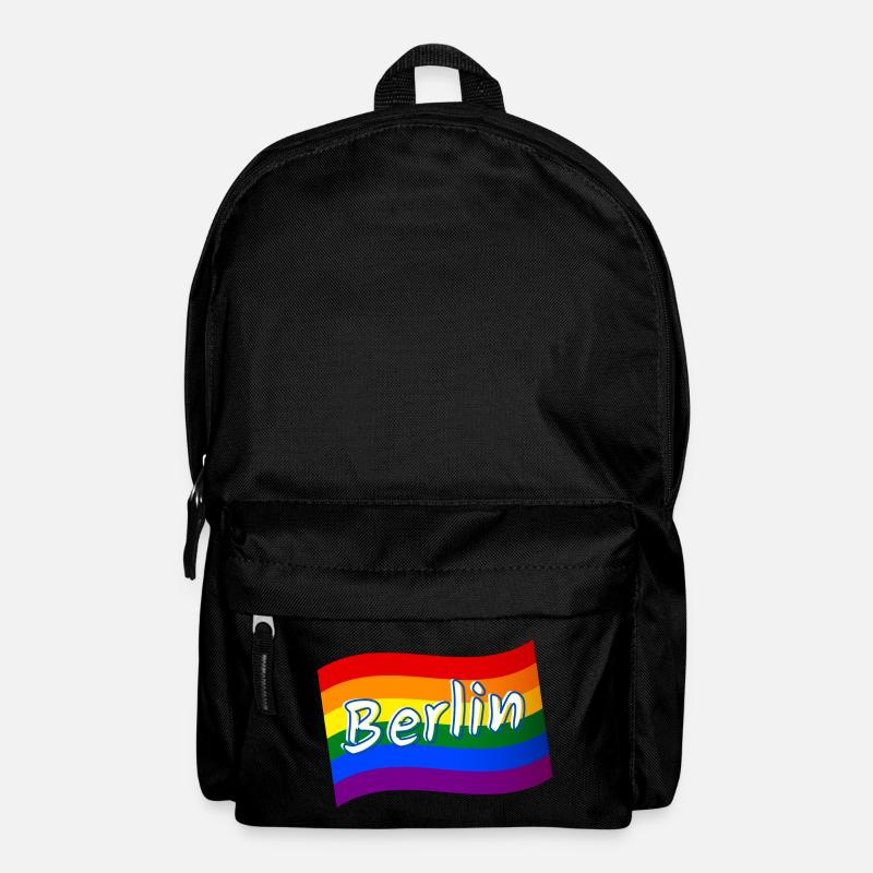 Gay Pride Berlin Germany rainbow flag LGBT LGBTQ - Backpack - black
