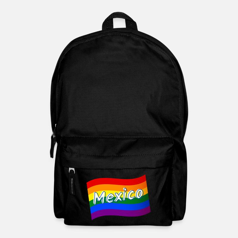Gay Pride Mexico Mexican rainbow flag LGBT LGBTQ - Backpack - black