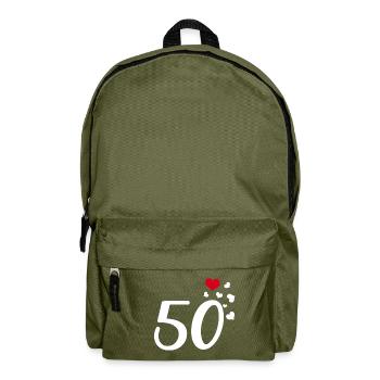 50th birthday anniversary hearts 50 - Backpack - olive green - Front