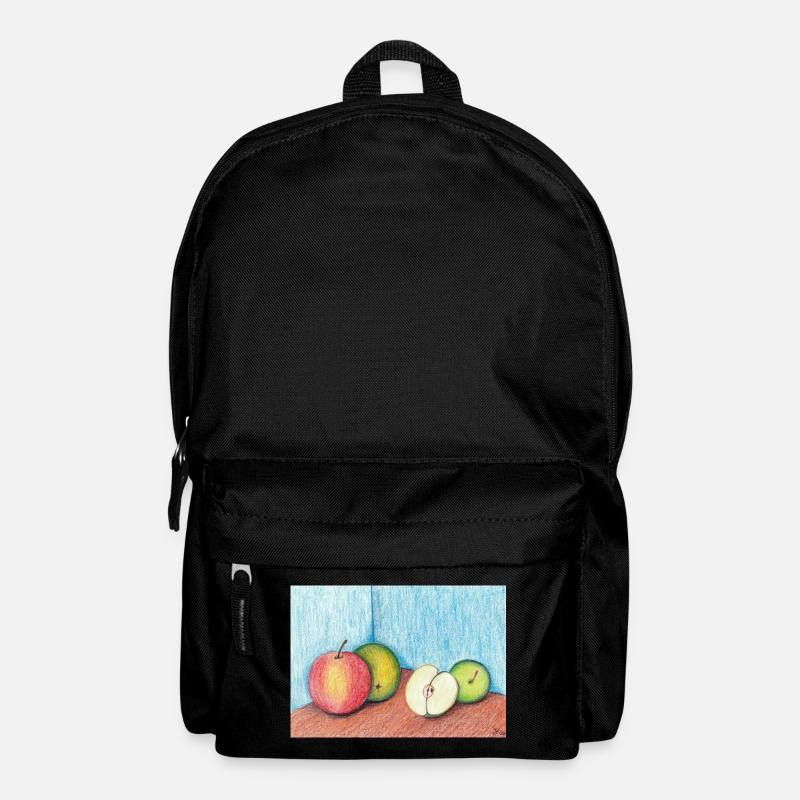 Stillleben Äpfel - Pastellkreide - Rucksack - Schwarz