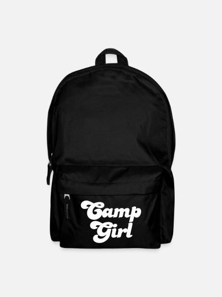 Camp Girl Vektor Camping Fan Mädchen coole Sprüche - Rucksack - Schwarz