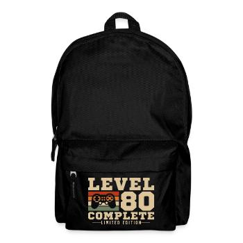 Stufe 80 – Komplettes Geschenk zum 80. Jubiläum - Rucksack - Schwarz - Vorne