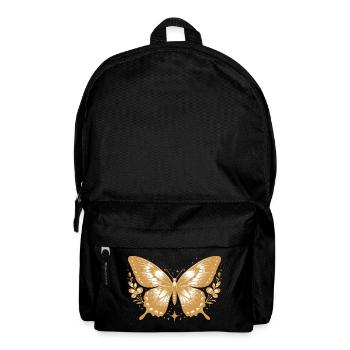 Vintage floraler goldener Schmetterling - Rucksack - Schwarz - Vorne