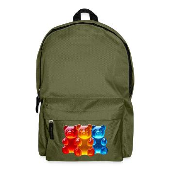 Glowing Tricolor Bears - Backpack - olive green - Front