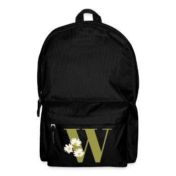 Letter w Green Daisies - Backpack - black - Front