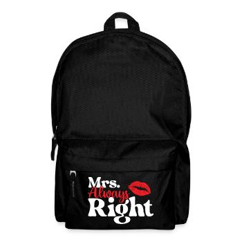 Mrs. Always Right lustiges Valentinstagspaar passt zusammen - Rucksack - Schwarz - Vorne