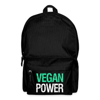VEGAN POWER – Lustiger Vegan Spruch mit Humor - Rucksack - Schwarz - Vorne