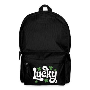 Lucky Kleeblatt Schriftzug - Rucksack - Schwarz - Vorne