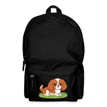 Cartoon Rider Puppy on Grass - Backpack - black - Front