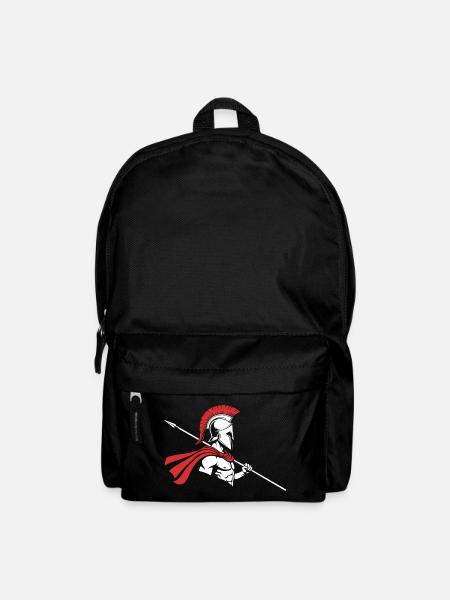 Spartan Profile Spear Logo Mascot Warrior - Backpack - black
