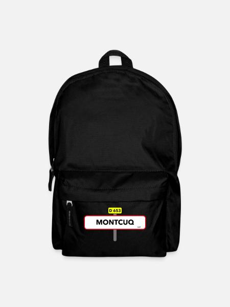 Montcuq t shirt road sign humor - Backpack - black