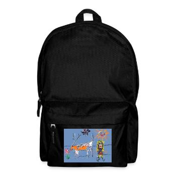Blume, neoexpressionistische surreale Wiese - Rucksack - Schwarz - Vorne