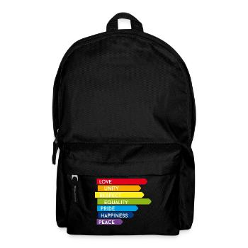 gay Love Unity Respekt Pride happy Regenbogen bunt - Rucksack - Schwarz - Vorne