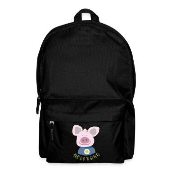 Schwein "Hab' ich 'n Glück" Illustration Kinder - Rucksack - Schwarz - Vorne