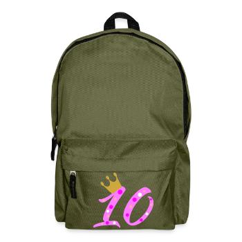 10th birthday pink for girls - number 10 - Backpack - olive green - Front