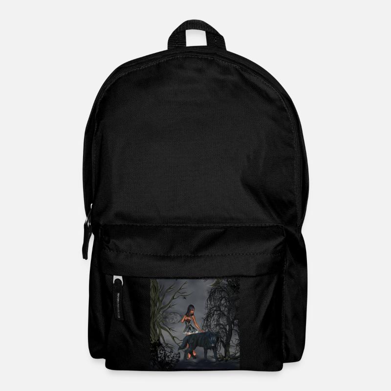 Tolle Fee mit Wolf - Rucksack - Schwarz