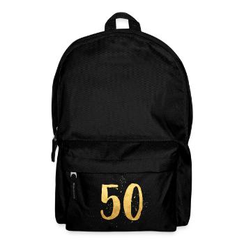 50 gold runder Geburtstag fünfzig Geschenk Zahl - Rucksack - Schwarz - Vorne
