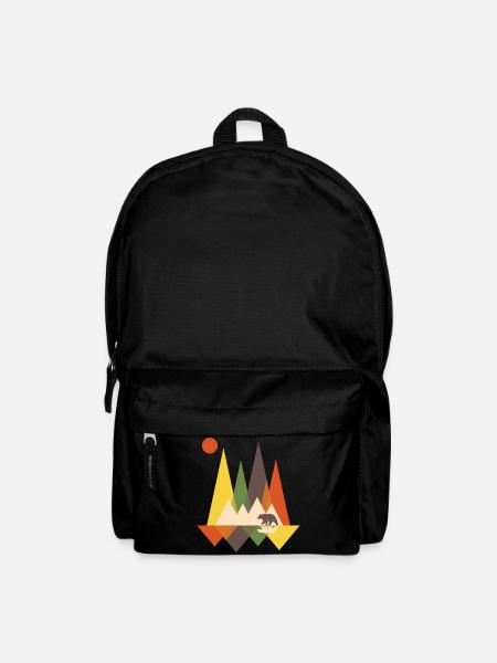 Bear mountains mountain geometric gift nature animal - Backpack - black