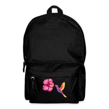 Hummingbird and Hibiscus in Watercolor - Backpack - black - Front