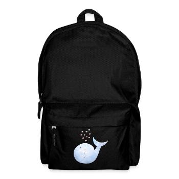 Whale sprays heart I blue whale comic - Backpack - black - Front
