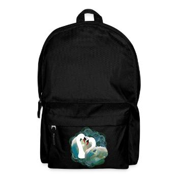 Elegant pair of swans with river motifs - Backpack - black - Front
