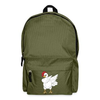 Huhn Hahn dabbing Tanz Geschenk Tier Bauernhof - Rucksack - Olivgrün - Vorne