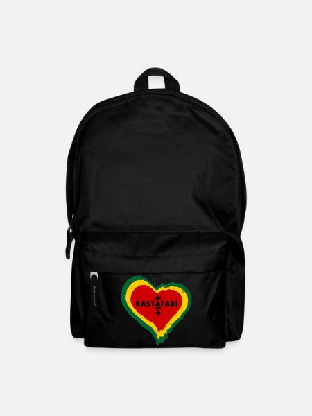 Liebes Herz mit Rastafari Symbolik - Rucksack - Schwarz