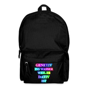 Genetiv ins Wasser Spruch Geschenk Idee lustig - Rucksack - Schwarz - Vorne