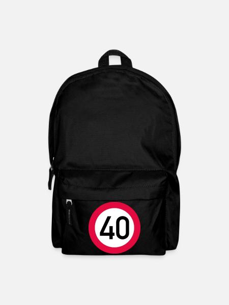 40. Geburtstag Achtung! Verkehrsschild 40 Km/h - Rucksack - Schwarz