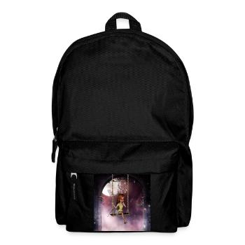 Kleine Fee auf einer Schaukel mit Libelle - Rucksack - Schwarz - Vorne