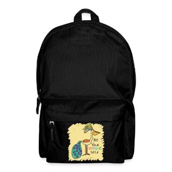 Schöner Vogel, lustig, speziell, einzigartig mit Text - Rucksack - Schwarz - Vorne