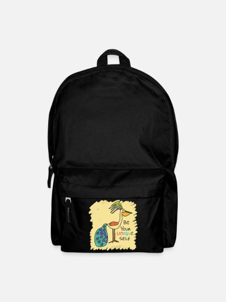 Beautiful bird, funny, special, unique with text - Backpack - black