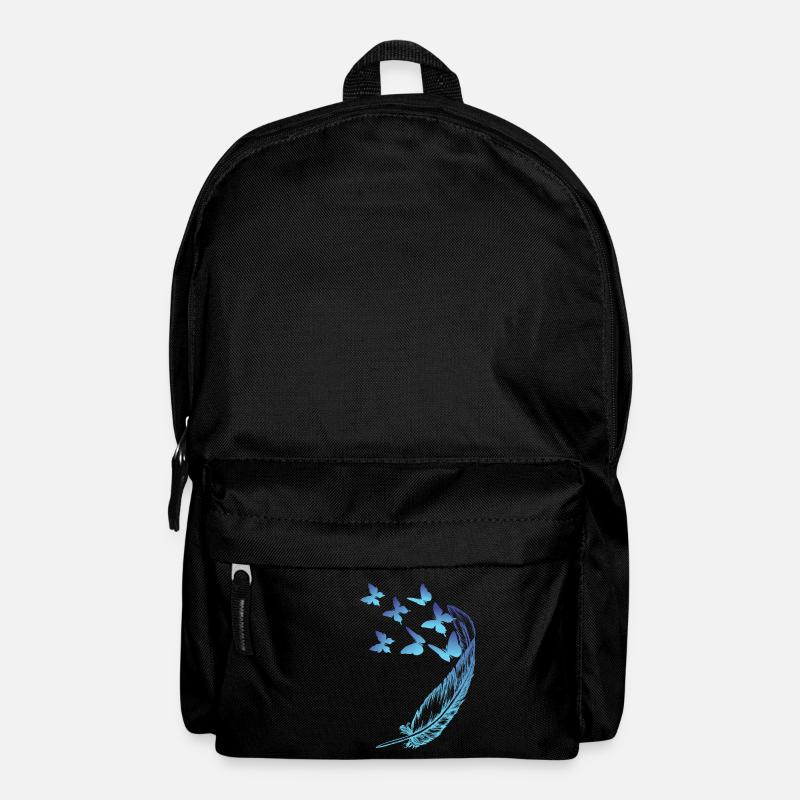 Schmetterlinge mit Feder - Rucksack - Schwarz