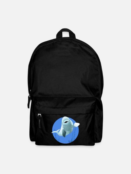 Beluga fröhlich in blauen Kreis - Rucksack - Schwarz